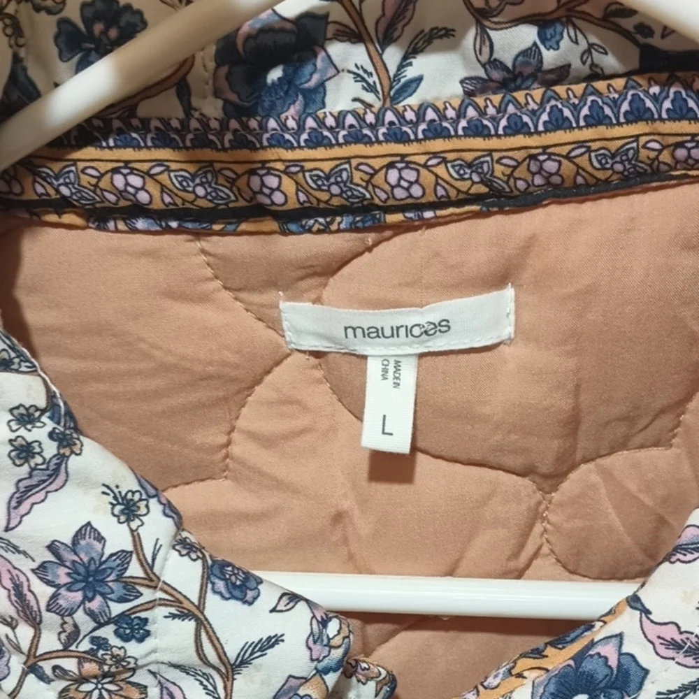 Maurices Blue and Brown Floral quilted jacket - Picture 2 of 13